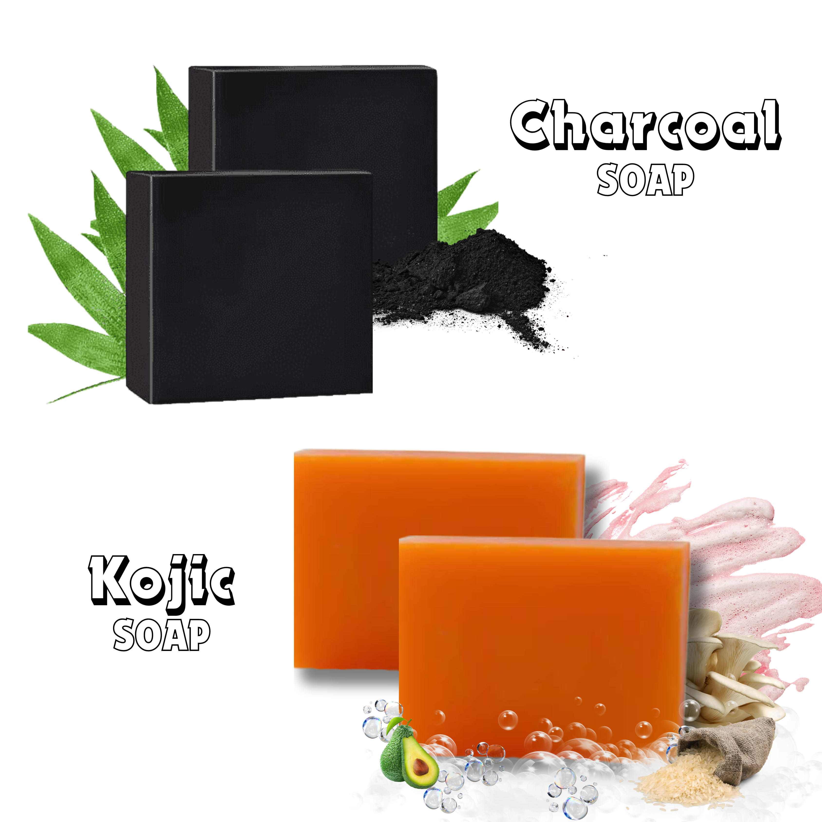 Charcoal soap 2, Kojic soap 2